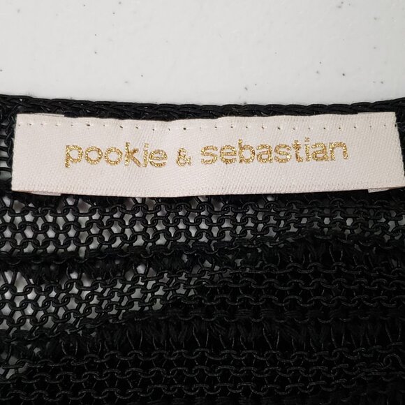 Pookie & Sebastian Womens Knit Crop Tank Size S Black Festival Boho Neutral - Picture 3 of 8